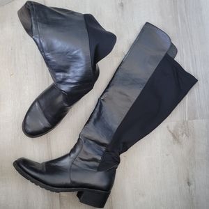 Black Wide Calf Knee High Boots